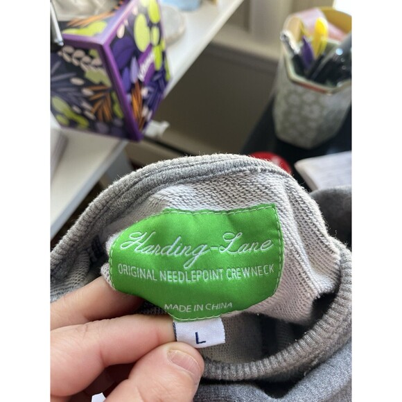 Harding Lane Needle Point Crew Neck Sweater Women Large - Picture 8 of 9